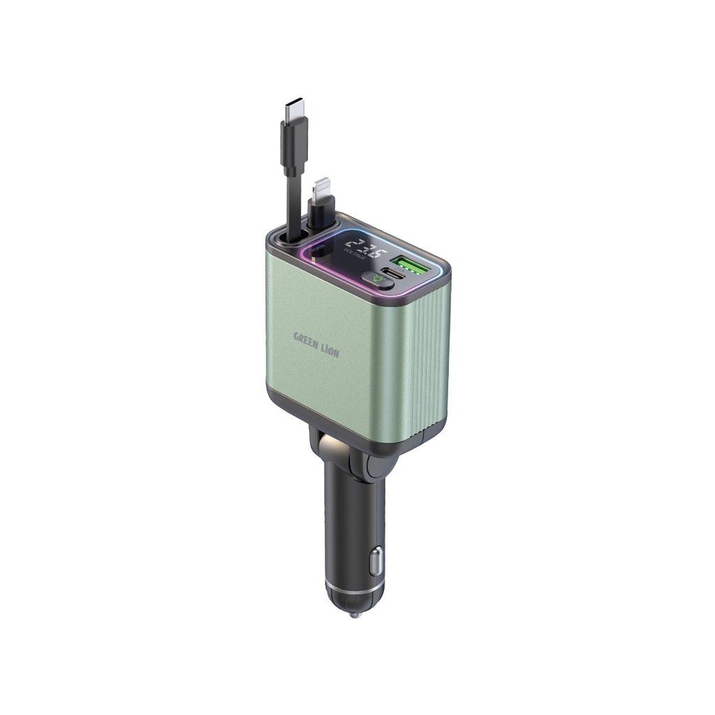 فندکی شارژ مدل Green Lion Retractable 90W Car Charger
