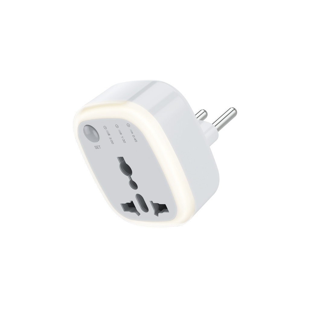 تبدیل 3 به 2 چراغدار تایمر دار مدل Green Lion universal conversion plug