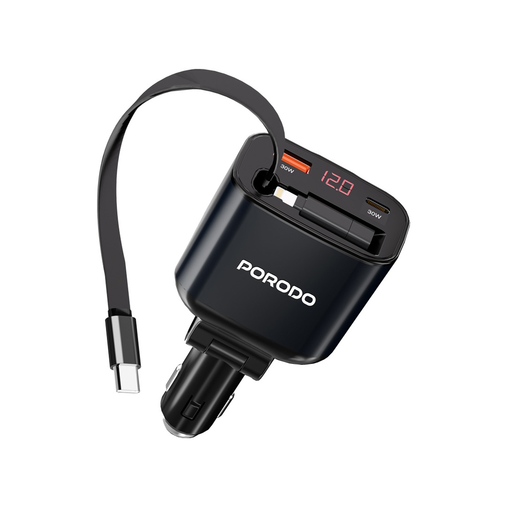 Porodo 105W Car Charger With Retractable Cable