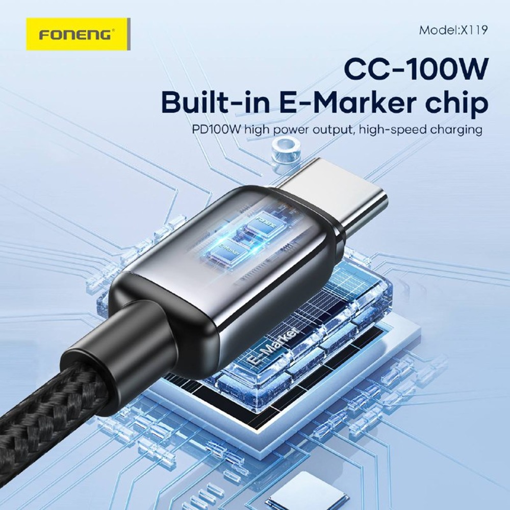 کابل دو سر تایپ سی مدل foneng خروجی 100 وات